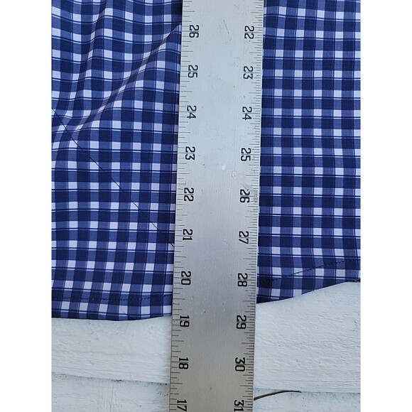 RACKS & REELS Button Up Shirt UPF 50 LENS CLOTH Men Sz M Blue Plaid Shrt Sleeve - Picture 7 of 7